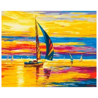 Pictură pe numere BrushMe Răsărit de soare pe barcă BS51393 50 x 40 cm / Verticală