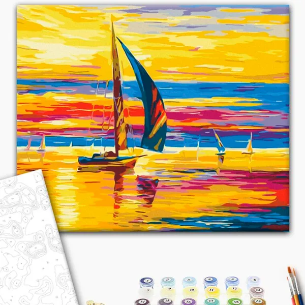 Pictură pe numere BrushMe Răsărit de soare pe barcă BS51393 50 x 40 cm / Verticală photo 3