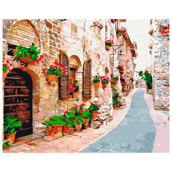 Pictură pe numere BrushMe Strada în flori BS34015 50 x 40 cm / Orizontală photo 1 Pictură pe numere BrushMe Strada în flori BS34015 50 x 40 cm / Orizontală photo 1