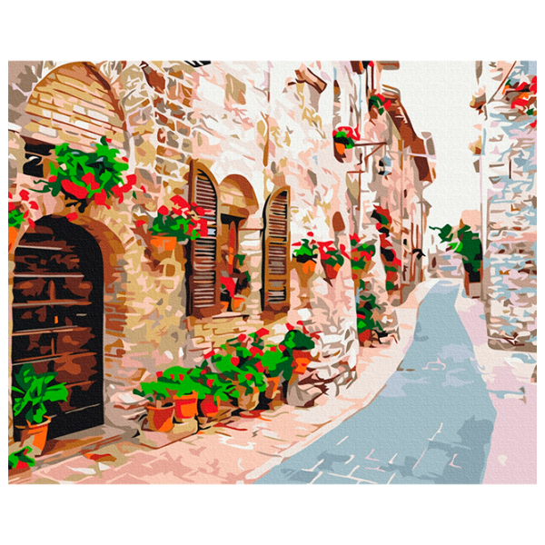 Pictură pe numere BrushMe Strada în flori BS34015 50 x 40 cm / Orizontală photo 1 Pictură pe numere BrushMe Strada în flori BS34015 50 x 40 cm / Orizontală photo 1