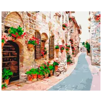 Pictură pe numere BrushMe Strada în flori BS34015 50 x 40 cm / Orizontală