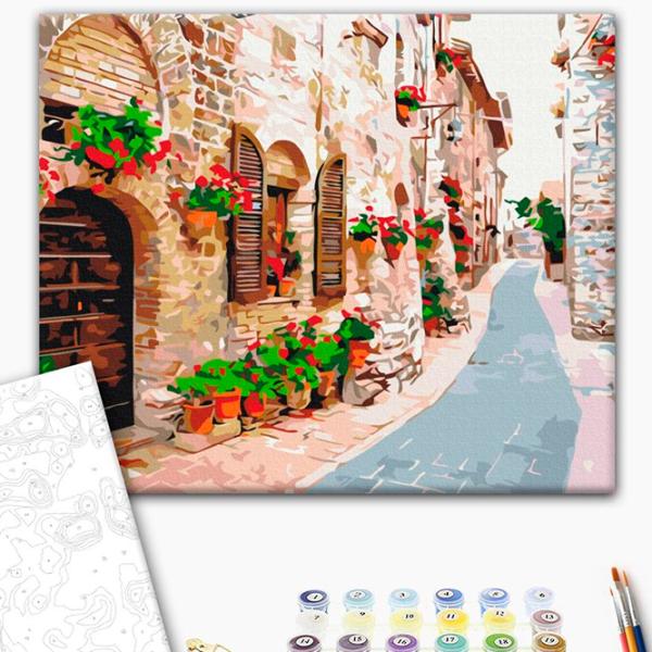 Pictură pe numere BrushMe Strada în flori BS34015 50 x 40 cm / Orizontală photo 3 Pictură pe numere BrushMe Strada în flori BS34015 50 x 40 cm / Orizontală photo 3