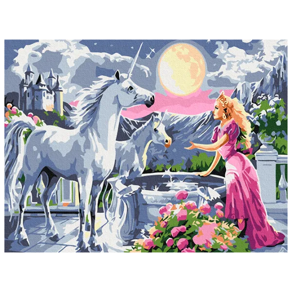 Картина по номерам BrushMe Принцесса и единороги BS25996 50 x 40 см / Горизонтальная photo 1