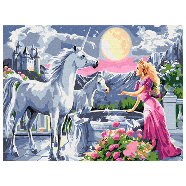 Картина по номерам BrushMe Принцесса и единороги BS25996 50 x 40 см / Горизонтальная photo 1