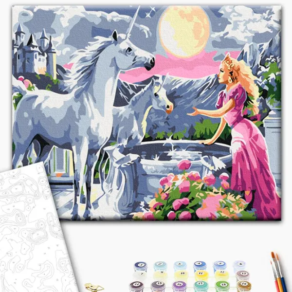 Картина по номерам BrushMe Принцесса и единороги BS25996 50 x 40 см / Горизонтальная photo 2
