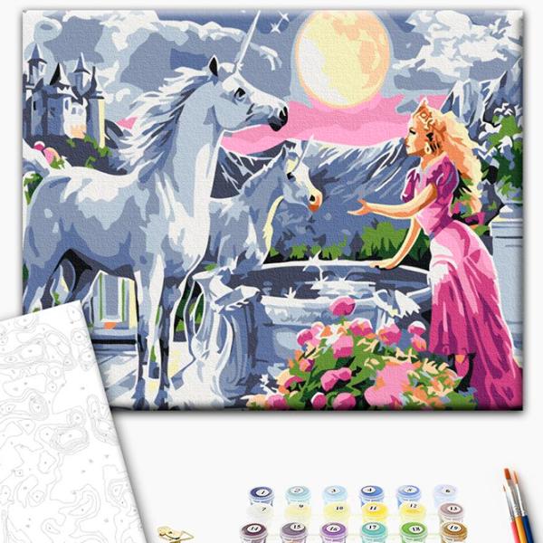 Картина по номерам BrushMe Принцесса и единороги BS25996 50 x 40 см / Горизонтальная photo 2