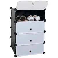 Dulap pentru încălțăminte Mobhaus Poret 76 x 49 x 37 /Black /Stejar Sonoma