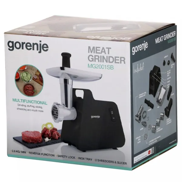 Mașină de tocat carne Gorenje MG2001SB  2000 W / 2.6 kg/min / Black photo 4