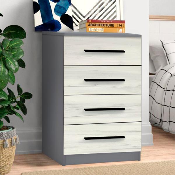 Comodă Modern Kenon 4S 88 x 60 x 38 / PAL / Stejar Craft Alb photo 2