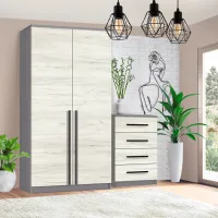 Comodă Modern Kenon 4S 88 x 60 x 38 / PAL / Stejar Craft Alb photo 3
