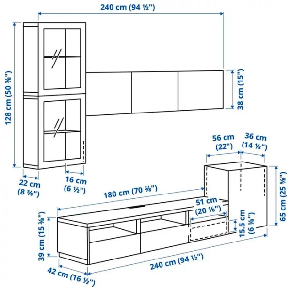 Гостиная Ikea Besta/Lappviken Модульная / White photo 14