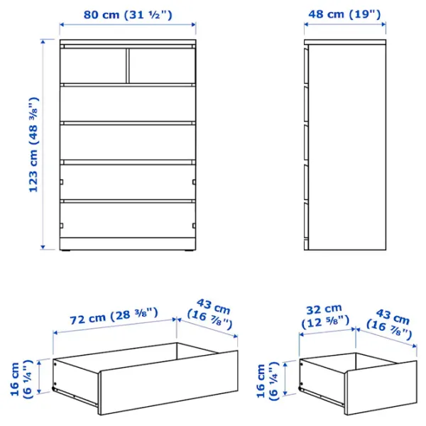 Comodă Ikea Malm 123 x 80 x 48 / MDF / Alb photo 7 Comodă Ikea Malm 123 x 80 x 48 / MDF / Alb photo 7