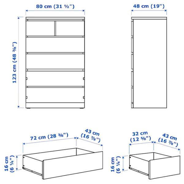 Comodă Ikea Malm 123 x 80 x 48 / MDF / Alb photo 7 Comodă Ikea Malm 123 x 80 x 48 / MDF / Alb photo 7