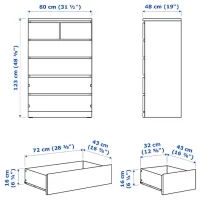 Комод Ikea Malm 123 x 80 x 48см / МДФ / Белый photo 7