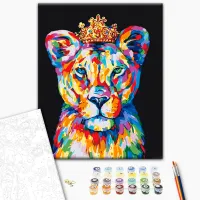 Pictură pe numere BrushMe Leu Prinț in culori de curcubeu BS53908 50 x 40 cm / Verticală photo 3