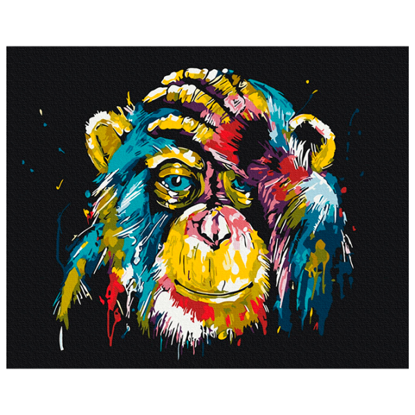 Pictură pe numere BrushMe Cimpanzeu multicolor BS25714 50 x 40 cm / Orizontală photo 1 Pictură pe numere BrushMe Cimpanzeu multicolor BS25714 50 x 40 cm / Orizontală photo 1