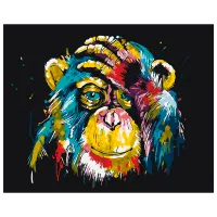 Pictură pe numere BrushMe Cimpanzeu multicolor BS25714 50 x 40 cm / Orizontală