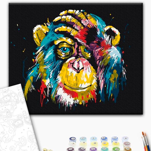 Pictură pe numere BrushMe Cimpanzeu multicolor BS25714 50 x 40 cm / Orizontală photo 3 Pictură pe numere BrushMe Cimpanzeu multicolor BS25714 50 x 40 cm / Orizontală photo 3