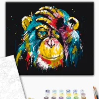 Картина по номерам BrushMe Разноцветный шимпанзе BS25714 50 x 40 см / Горизонтальная photo 3