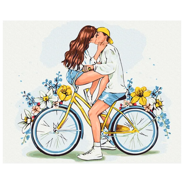 Картина по номерам BrushMe Влюбленные на велосипеде BS54031 50 x 40 см / Горизонтальная photo 1