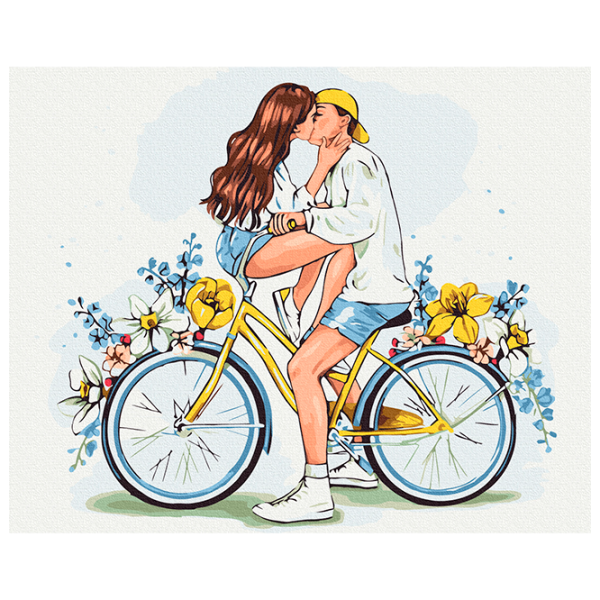 Картина по номерам BrushMe Влюбленные на велосипеде BS54031 50 x 40 см / Горизонтальная photo 1