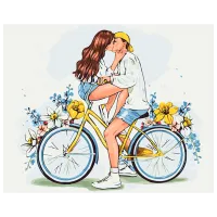 Картина по номерам BrushMe Влюбленные на велосипеде BS54031 50 x 40 см / Горизонтальная