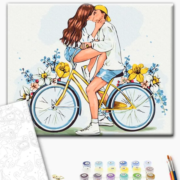 Картина по номерам BrushMe Влюбленные на велосипеде BS54031 50 x 40 см / Горизонтальная photo 2