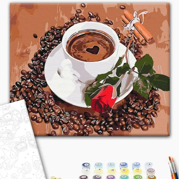 Картина по номерам BrushMe Кофе с нотками романтики BS52151 50 x 40 см / Горизонтальная photo 2