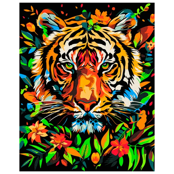 Картина по номерам BrushMe Тигр в цветах BSB0026FC 50 x 40 см / Вертикальная photo 1