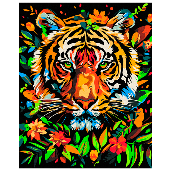 Картина по номерам BrushMe Тигр в цветах BSB0026FC 50 x 40 см / Вертикальная photo 1
