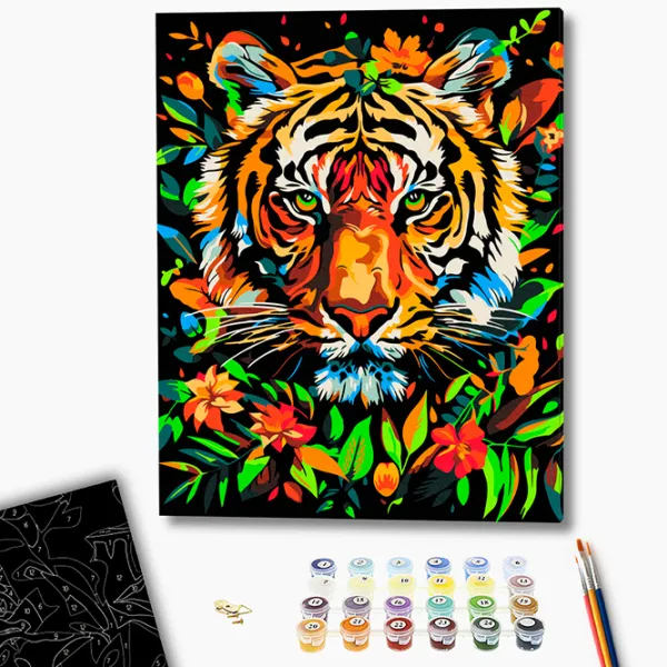Картина по номерам BrushMe Тигр в цветах BSB0026FC 50 x 40 см / Вертикальная photo 3