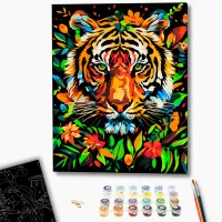 Картина по номерам BrushMe Тигр в цветах BSB0026FC 50 x 40 см / Вертикальная photo 3