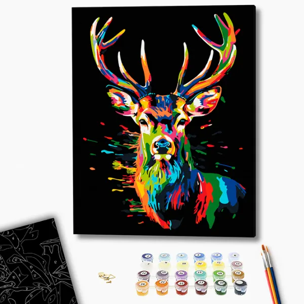 Pictură pe numere BrushMe Cerb multicolor BSB0020FC 50 x 40 cm / Verticală photo 2 Pictură pe numere BrushMe Cerb multicolor BSB0020FC 50 x 40 cm / Verticală photo 2