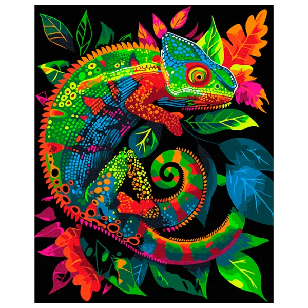 Картина по номерам BrushMe Неоновый хамелеон BSB0023FC 50 x 40 см / Вертикальная photo 1