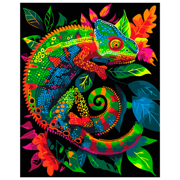Картина по номерам BrushMe Неоновый хамелеон BSB0023FC 50 x 40 см / Вертикальная photo 1