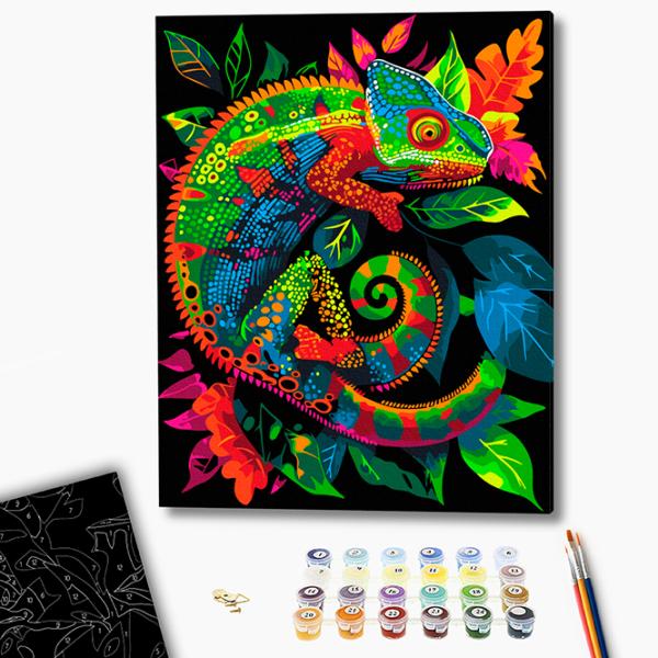 Картина по номерам BrushMe Неоновый хамелеон BSB0023FC 50 x 40 см / Вертикальная photo 3