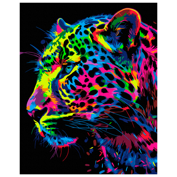 Pictură pe numere BrushMe Leopard colorat BSB0019FC 50 x 40 cm / Verticală photo 1