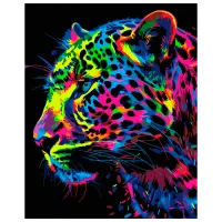 Pictură pe numere BrushMe Leopard colorat BSB0019FC 50 x 40 cm / Verticală