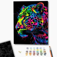Pictură pe numere BrushMe Leopard colorat BSB0019FC 50 x 40 cm / Verticală photo 2