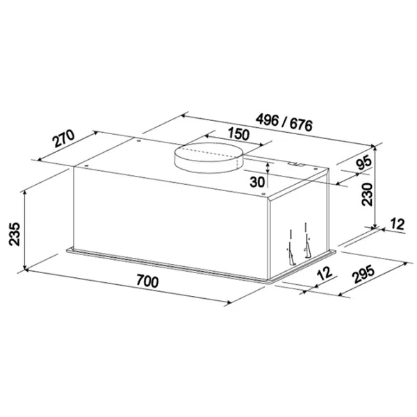 Вытяжка Tornado Modul Sensor 1200 Встраиваемая/ Черный/ White photo 4