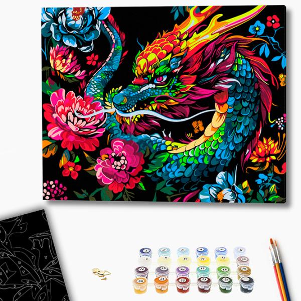 Картина по номерам BrushMe Дракон в цветах BSB0018FC 50 x 40 см / Горизонтальная photo 2 Картина по номерам BrushMe Дракон в цветах BSB0018FC 50 x 40 см / Горизонтальная photo 2