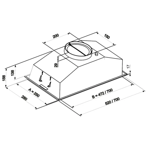 Hotă Tornado Modul 700 Încorporabilă/ Inox/ Gray photo 2 Hotă Tornado Modul 700 Încorporabilă/ Inox/ Gray photo 2