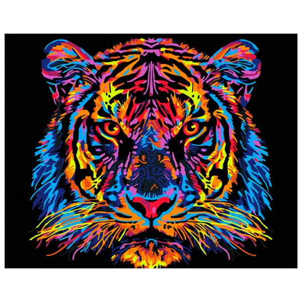 Картина по номерам BrushMe Разноцветный тигр BSB0024FC 50 x 40 см / Горизонтальная photo 1
