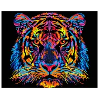 Картина по номерам BrushMe Разноцветный тигр BSB0024FC 50 x 40 см / Горизонтальная