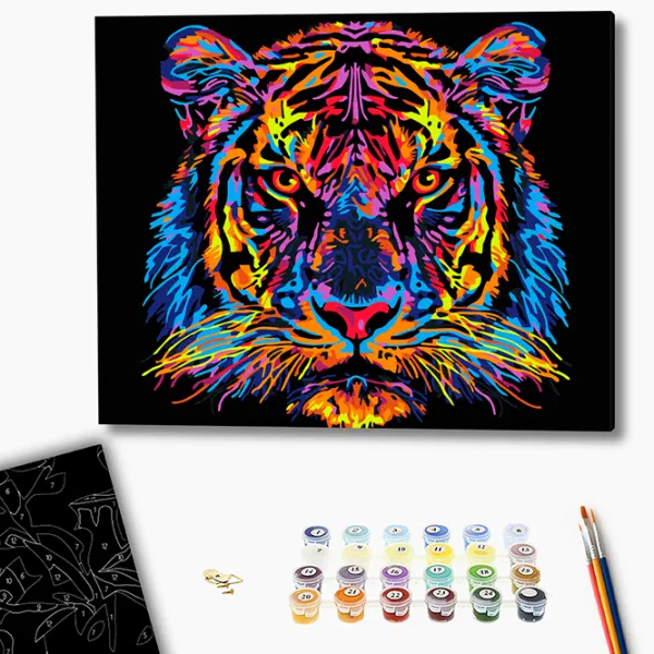 Картина по номерам BrushMe Разноцветный тигр BSB0024FC 50 x 40 см / Горизонтальная photo 2