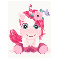 Pictură pe numere BrushMe Unicorn drăguț KBS7108FC 40 x 30 cm / Verticală