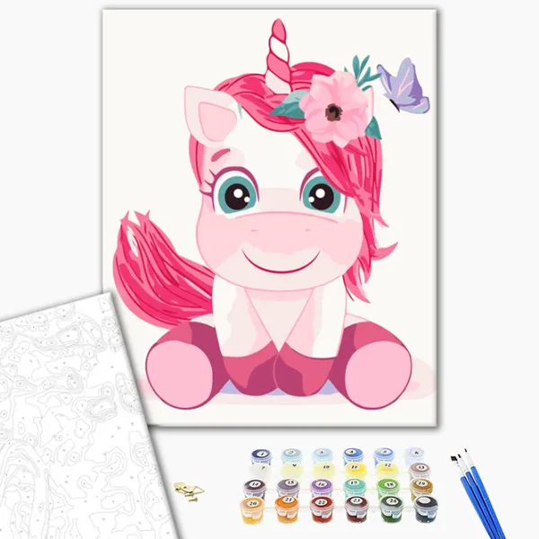 Pictură pe numere BrushMe Unicorn drăguț KBS7108FC 40 x 30 cm / Verticală photo 2 Pictură pe numere BrushMe Unicorn drăguț KBS7108FC 40 x 30 cm / Verticală photo 2