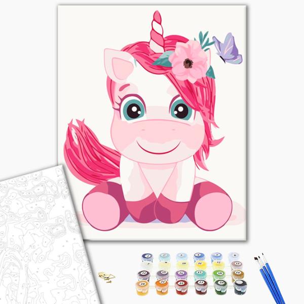 Pictură pe numere BrushMe Unicorn drăguț KBS7108FC 40 x 30 cm / Verticală photo 2 Pictură pe numere BrushMe Unicorn drăguț KBS7108FC 40 x 30 cm / Verticală photo 2