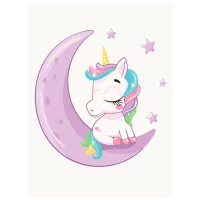 Pictură pe numere BrushMe Unicorn pe lună KBS7119FC 40 x 30 cm / Verticală