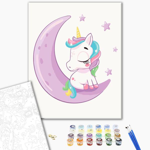 Pictură pe numere BrushMe Unicorn pe lună KBS7119FC 40 x 30 cm / Verticală photo 2